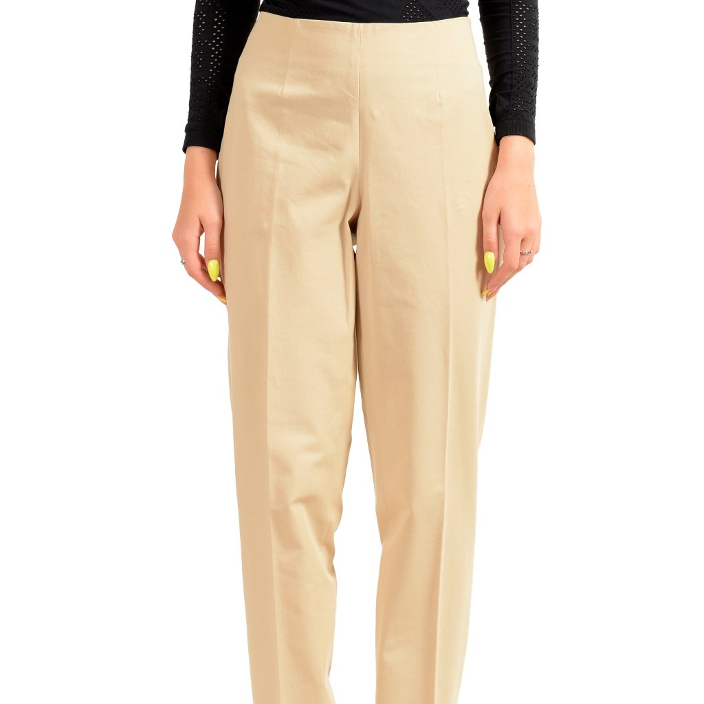 Incotex Women's "Nadine" Beige Flat Front Pants Us L It 44